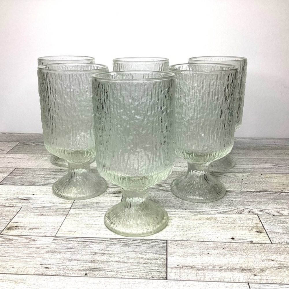 Vintage Indiana Glass Glacier Ice Clear Goblets Set of 6